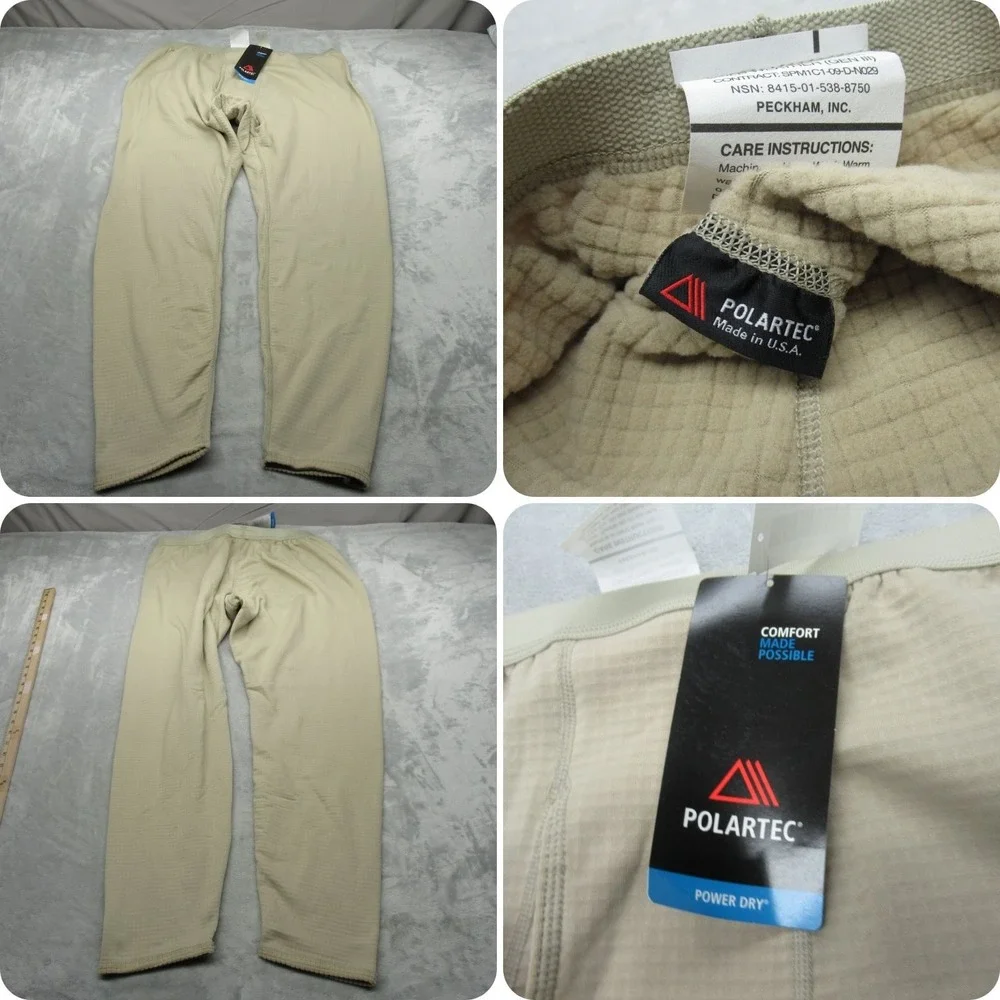 Peckham Military Base Layer Pants Men XL Beige Polartec Power Dry Long Johns NEW
